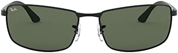 레이벤 Mens RB3498 Rectangular 메탈 Sunglasses