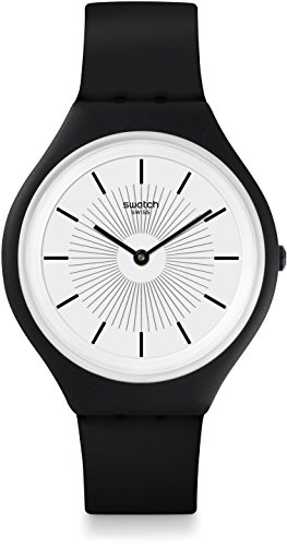 Swatch Skin Skinnoir White Dial Silicone Strap 남녀공용 Watch SVUB100