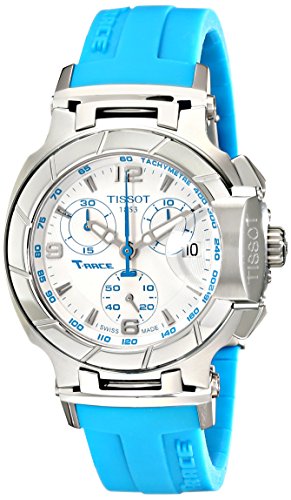 Tissot 여성 T0482171701702 T-Race White Dial 블루 Silicone Strap Watch