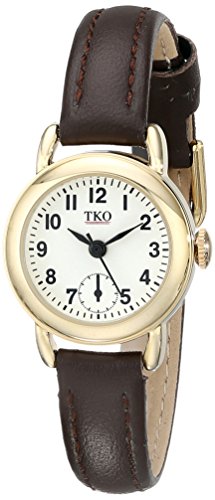 TKO 여성 Small Face Brown 가죽 골드 Watch TK658BR