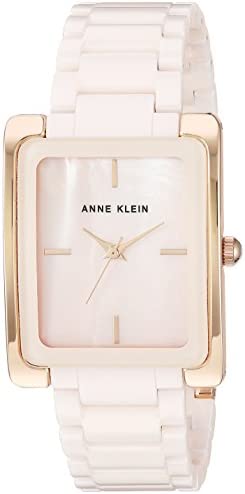 Anne Klein 여성 AK/2952LPRG Rose Gold-Tone Light Pink Ceramic Bracelet Watch