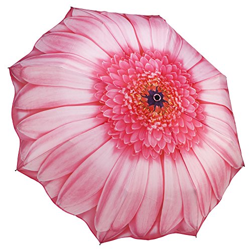 Galleria Pink Daisy Auto-Open/Close Extra Large Portable Rain Folding Umbrella