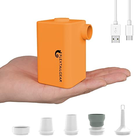 FLEXTAILGEAR - MAX Pump Plus Portable Air Pump with 3600mAh Battery USB Rechargeable Lightest Air Pump to Quick Inflate Deflate for Pool Floats Air Bed Air Mattress Swimming Ring (Grey)