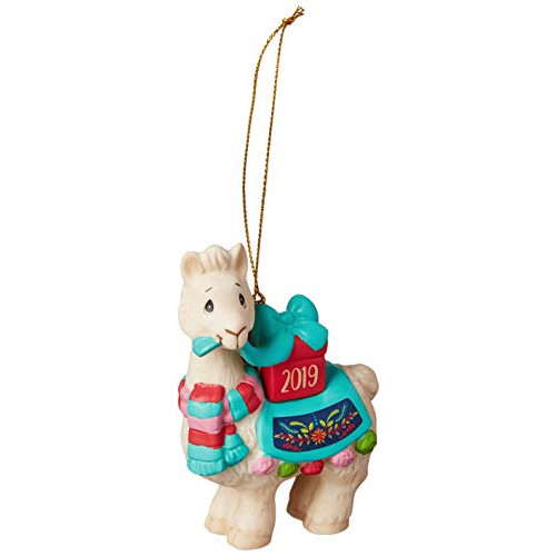 Precious Moments Llove You Llots 2019 Dated Bisque Porcelain Llama Christmas 191009 Ornament, One Size, Multi