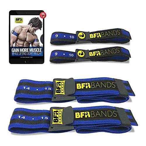 BFR Bands Occlusion Training PRO 1 세트 Works Arms Legs Blood Flow Restriction Help Gain Muscle without Lifting Heavy Weights Strong Elastic Strap + Quick-Release