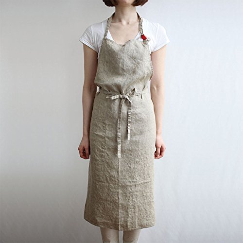 Linen Apron 4 Color 남녀공용 조절되는 Easy 케어 House Simple Long Beige
