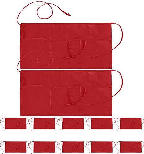 Utopia Wear 12팩 3 Pockets Waitress Apron Waist Aprons Home Kitchen 24 x 12 Inches White