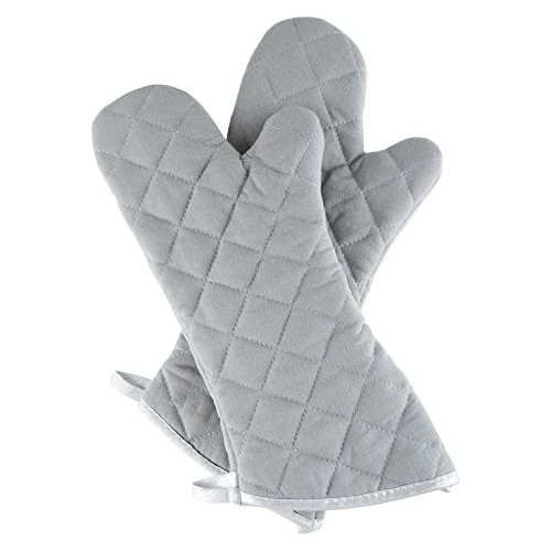Oven Mitts 세트 2 Oversized Quilted Mittens Flame 히트 Resistant Lavish Home Chocolate