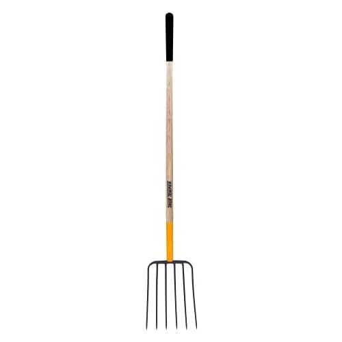 True Temper 2812200 4-Tine Spading Digging Fork Hardwood D-Grip Handle 30 Inch Brown