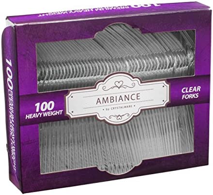 Crystalware Heavy-Weight 클리어 Plastic Forks Durable Disposable Box 100