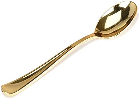 Stock Your Home 125 골드 Plastic Forks Looks Like Cutlery - Solid Durable Heavy Duty Perfect Utensils Parties Weddings Catering Events