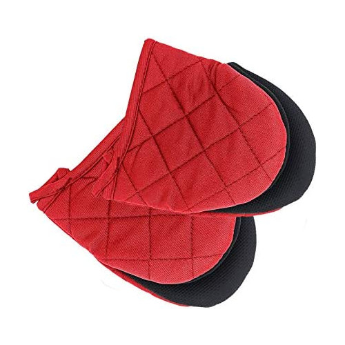 Neoprene 미니 Oven Mitts 2팩 히트 Resistant Gloves Potholder Protect Hands Non-Slip Grip Surfaces Hanging Loop Handling Hot Pot Cookware/Bakeware
