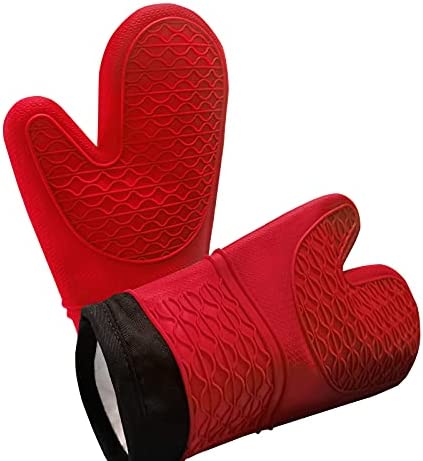 Rifny Silicone Oven Mitts 히트 Resistant 500 Degree,1 Pair Thicken Non-Slip Profession Kitchen Gloves Cooking Baking Grilling Microwave