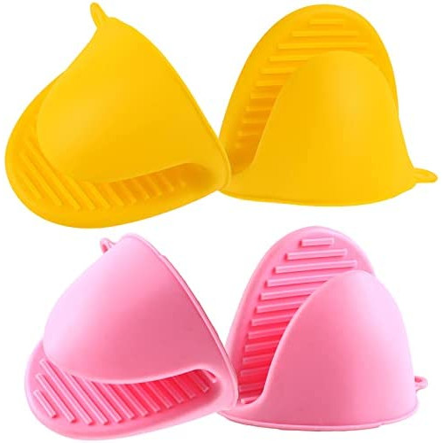 Acronde 2 Pairs 미니 Oven Gloves Silicone 히트 Resistant Cooking Pinch Mitts Potholder Kitchen & Baking Red blue