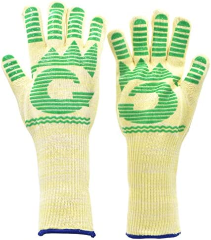 G & F Best 히트 Resistant Oven Gloves withstand extreme flexibale 5 finger oven mitt Grill cooking fireplace. Pair large fits most hands