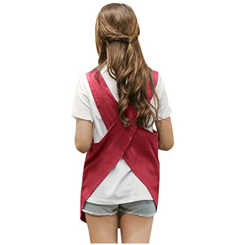 Shortened 디자인 Apron Japanese 스타일 소프트 Cotton Linen Two Side Pockets X Cross Halter Kitchen Cooking Clothes 선물 여성 DIY Project Crafting Baking Light Gray