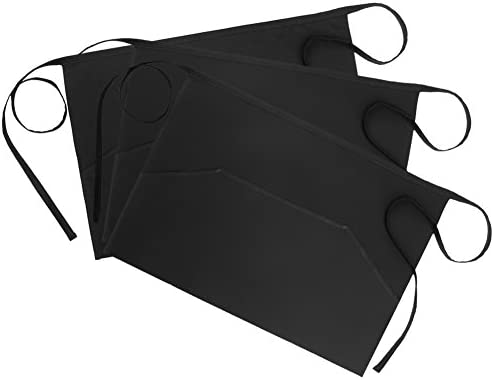 Syntus 3팩 3 pockets 100% Cotton Waitress Waist Apron,11.5-inch Black