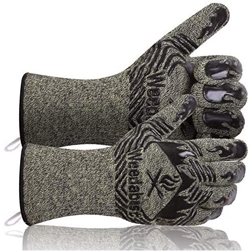 SUMPRO BBQ Gloves Extreme 히트 Resistant,Hot Cooking Oven Kitchen,Heat Resistant Grill Men,Oven Mitts,Smoker,Barbecue,Grilling,13.5 Inch