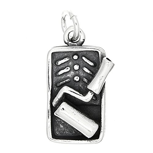 LGU Sterling 실버 Oxidized 3D Paint Roller Tray Charm Pendant
