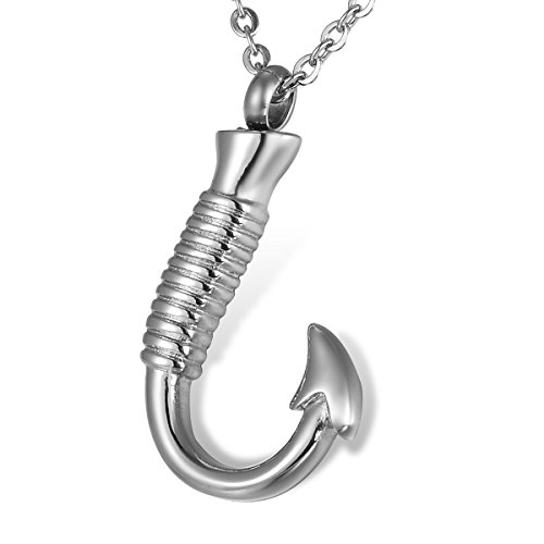 HOUSWEETY Fishhook Keepsake Necklace-Urn Pendant- 스테인레스 스틸 Memorial Jewelry