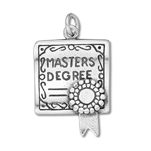 Sterling 실버 Master Degree Diploma Graduation Charm Item #42092