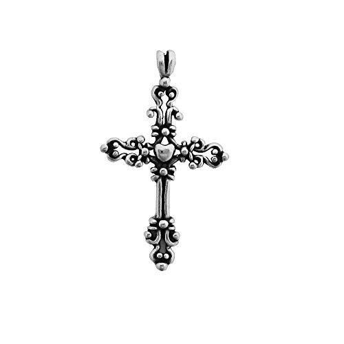 Sterling 실버 Fancy Cross Heart Pendant Item #0707