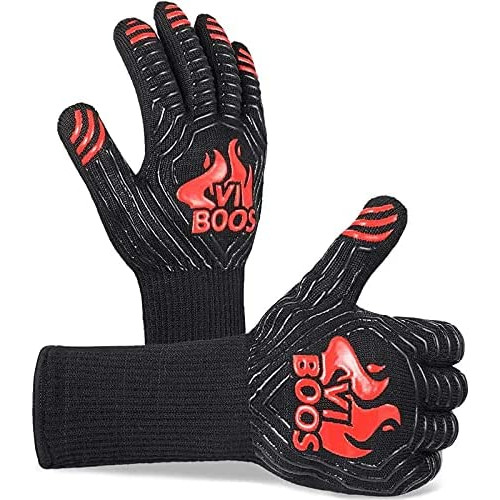 VIBOOS BBQ Grill Gloves 1472℉ Extreme 히트 Resistant Grilling Cooking Baking Smoker Silicone Insulated Oven Mitts 13 inch Long Non-Slip Potholder Gloves,1 Pair