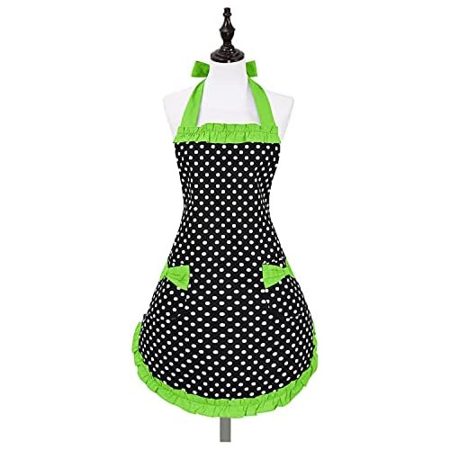 Violet Mist Lovely Personalized Stylish Retro Lacy Vintage Flirty Maid Polka Dot Cooking Kitchen 워킹 조절되는 Apron Pockets 여성 Ladies 매트 Stripe