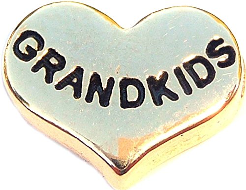 Grandkids Goldtone Heart Floating Locket Charm
