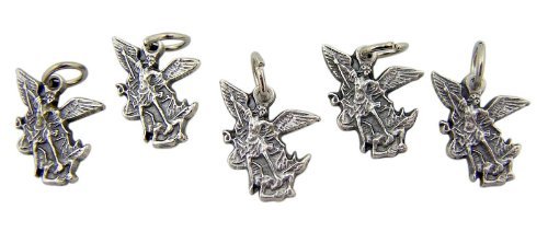 Lot 5 Archangel Saint St Michael 3/4 Inch 실버 Tone Medal Petite Charm