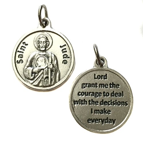 Saint St Jude 실버 Tone Italian Medal Pendant Charm Catholic Religious Made Italy 3/4 Inch