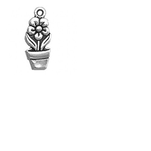 Sterling 실버 Flower Pot Charm One Sided Item #2543