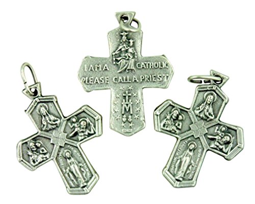 Lot 3 실버 P Crucifix 1 Inch 4 Way Cross Pendant I Am Catholic Back