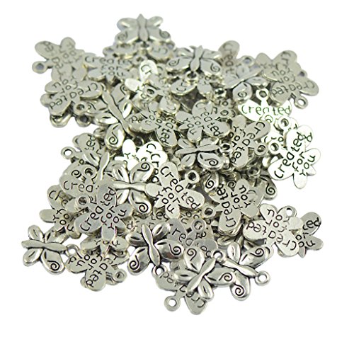 Jili Online 50Pcs Bulk Tibetan 실버 DIY Butterfly Charms Pendants Jewelry Making 13mm