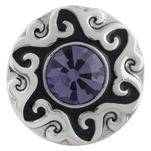 Snap Charm Center Purple Stone Border 매트 Scrolls 20mm 3/4 Diameter