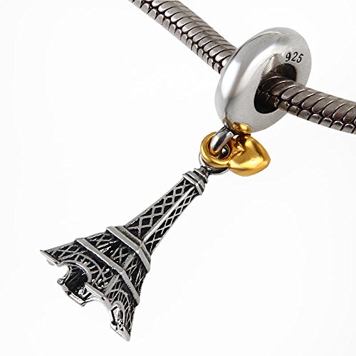 The Paris Eiffel Tower Charm Golden Heart 925 Sterling 실버 Dangle Beads fit 패션 Charms Bracelet & Necklace