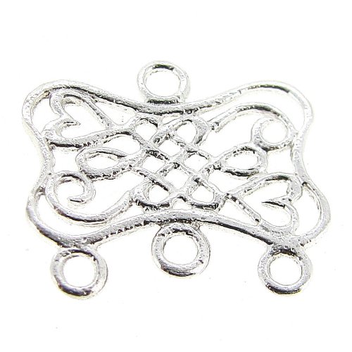 Dreambell 2 pcs .925 Sterling 실버 Heart Chandelier Charm/Earring Connector 3-Strand 17mm Findings/Bright