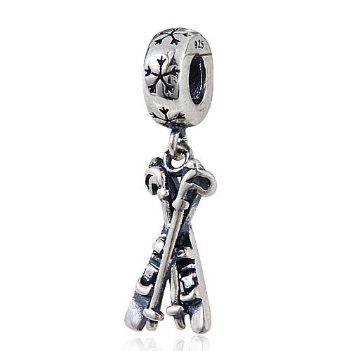 Ski 스틱 Skis Charm 925 Sterling 실버 Winter fit 여성 Charms Bracelets