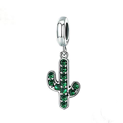 ABAOLA Green Cactus Charm 925 Sterling Silver Botany Charm Beads for Fashion Charms Bracelet & Necklace