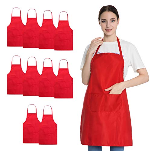 Hi loyaya 매트 Bib Apron Pockets 여성 Men 성인 Chef 세트 10 Bulk Kitchen Aprons Cooking Baking Restaurant Painting DIY BBQ Black