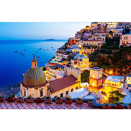 Jigsaw 퍼즐 1000 피스 - Dreamy Positano Signature 컬렉션 Twilight Sea Sight Large Game Artwork 성인 Teens