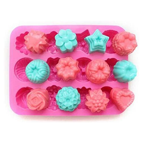 Longzang 12-Flower Silicone Cake Chocolate Craft Candy Baking Mold