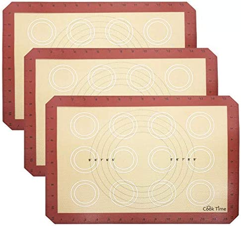 Silicone Baking Mat - Half Sheet Macaron Liner 세트 Non 스틱 Cookie Thick/Large/Non-stick Macaron/Cake/Bread Making Best Microwave Toaster Oven Mats,3pk