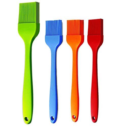 Basting Brush Silicone Pastry Baking BBQ Sauce Marinade Meat Glazing Oil 히트 Resistant Kitchen Cooking Baste Pastries Cakes Desserts Dishwasher Safe 4Pack 10.2"+ 3 8.2" -