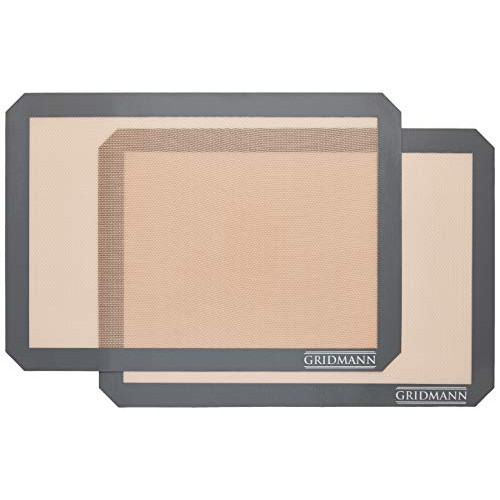 GRIDMANN Pro Silicone Baking Mat - 세트 2 Non-Stick Half Sheet 16-1/2" x 11-5/8" Food Safe Tray Pan Liners