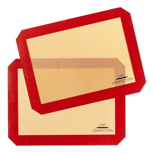 Last Confection Silicone Baking Mat - 세트 2 Non-Stick Half Sheet 11-5/8" x 16-1/2" 프로페셔널 Food Safe Tray Pan Liners