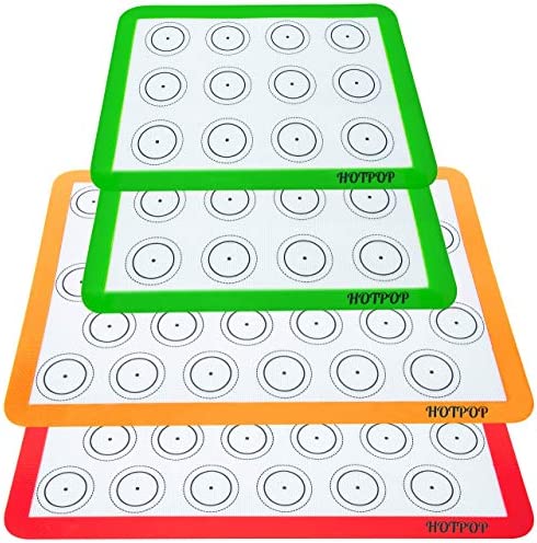 세트 4 Reusable Silicone Macaron Baking Mats 0.75mm 2 Half Sheets Quarter Non 스틱 Liner Bake Pans Rolling &ndash Pastry Cookie Bun Brioche Bread Making