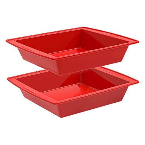 Silicone Cake Pan SILIVO 8.5&quotx 8.5&quotx2" Nonstick Bakeware Baking Mould Brownie bread Chocolate Pie Pizza fudge brownies