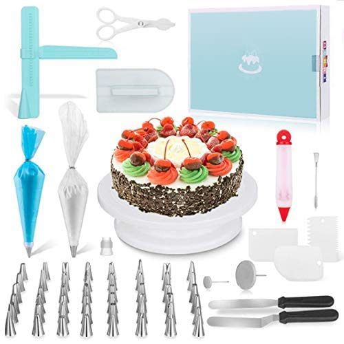 164Pcs/ 세트 Cake Decorating Kit DIY Baking Turntable Stand Frosting Piping Bags Tips Icing Spatula Kitchen Tool