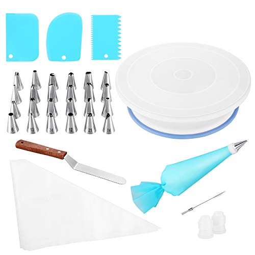 Weagood Cake Stands Turntable Decorating Supplies 세트 Kit Tips,Nonslip Rotating Nozzles coupler Reusable & Disposable Pastry Bags Brus